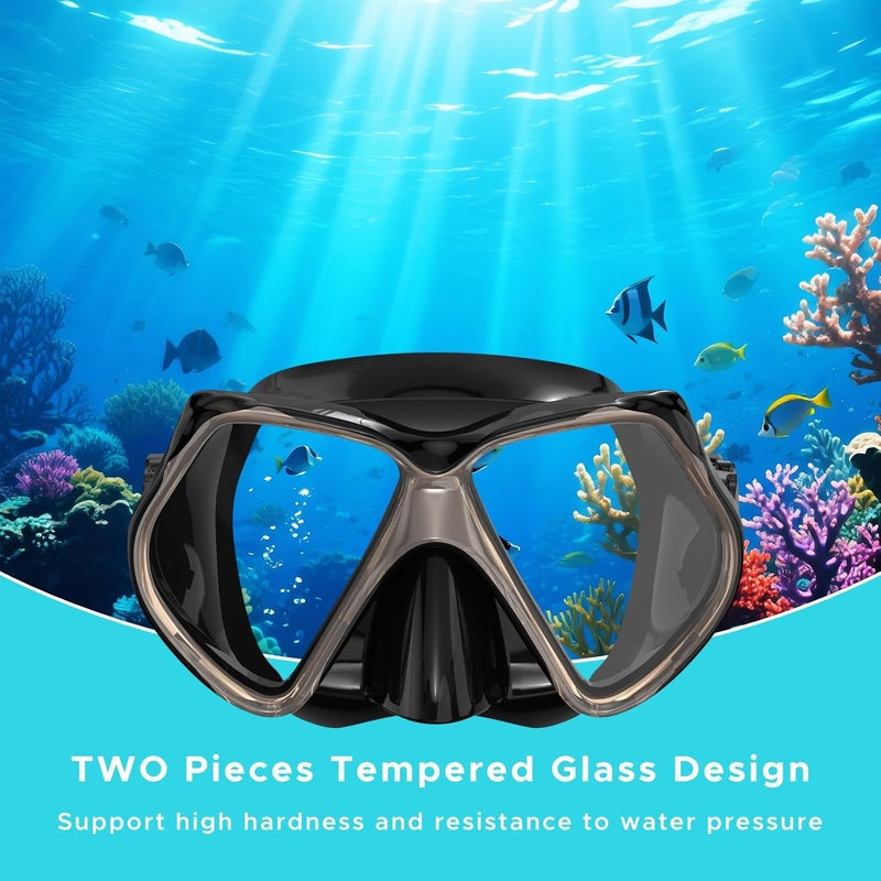 Jwintee 2 Pack Snorkeling Gear for Adults, Dry Snorkel, Mask Set Adult, Diving Scuba Mask, Scuba Gear, Swimming Goggles with Nose Cover, Swim Freediving Tempered Glass Panoramic View Travel Packages - Image 2
